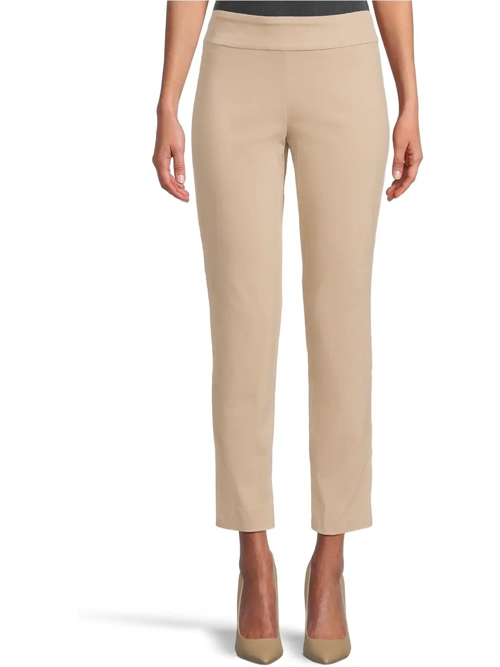 Krazy Larry Pull On Ankle Stretch Pants Womens 10 Stone Khaki Beige Tan Stretch